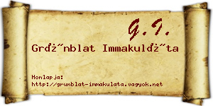 Grünblat Immakuláta névjegykártya